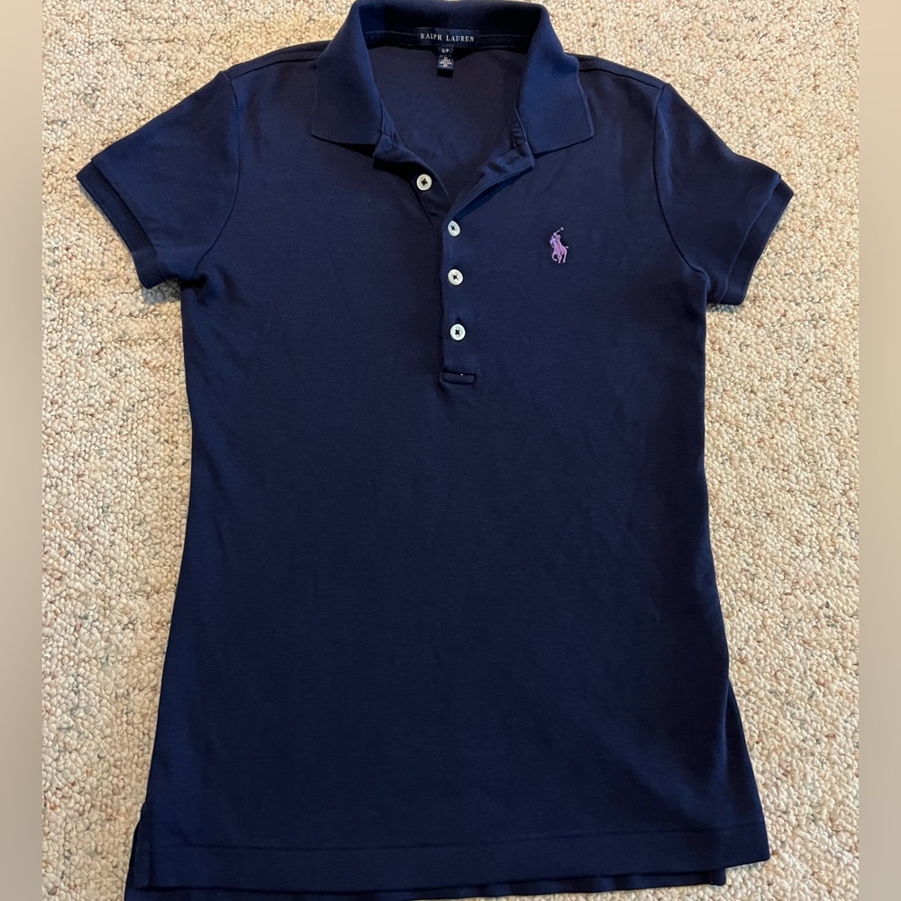 RALPH LAUREN💖 WOMENS NAVY BLUE POLO SHIRT SIZE SMALL PETITE
